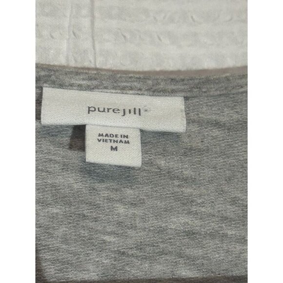 Pure J Jill Women's Relaxed Short Sleeve Pullover V Neck Tee Heather Grey - Picture 5 of 7
